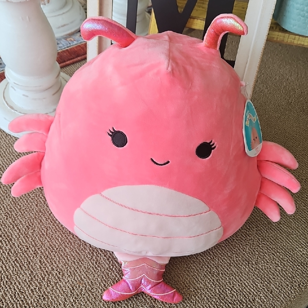 Original 16in Simone The Shrimp Squishmallow Pink, NWT